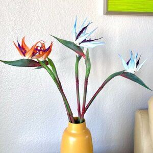 Blue Realistic Artificial 22" Bird of Paradise Flower Stems Tropical Floral New